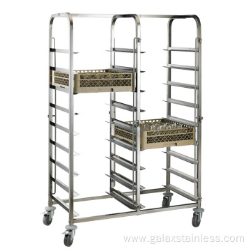 7 Tier Double Rows Stainless Steel Rack Trolley